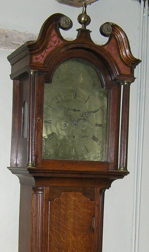fig 1. 18th Cent Oak Longcase Clock, Dickman Leith