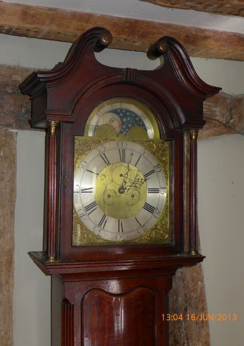 18th Cent Oak Moon Dial Longcase Clock