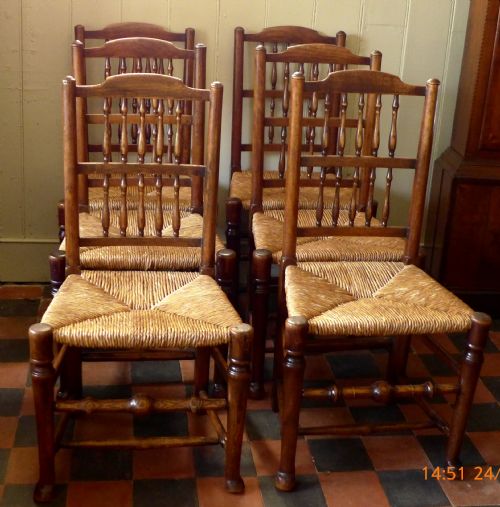 Set 6 19th Cent Spindle Back Chairs