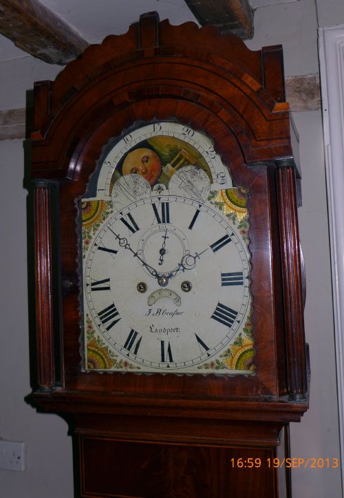 fig 1. 19th Cent Mahogany Moon Phase Longcase Clock