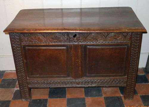 Small 17th Cent Carved Oak Coffer