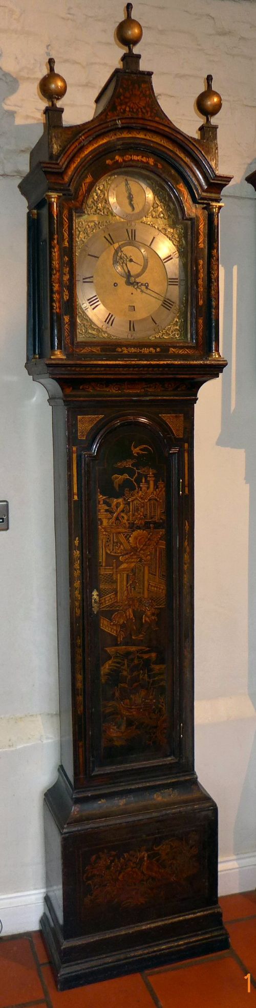 fig 1. Good 18th Cent Lacquer Longcase Clock