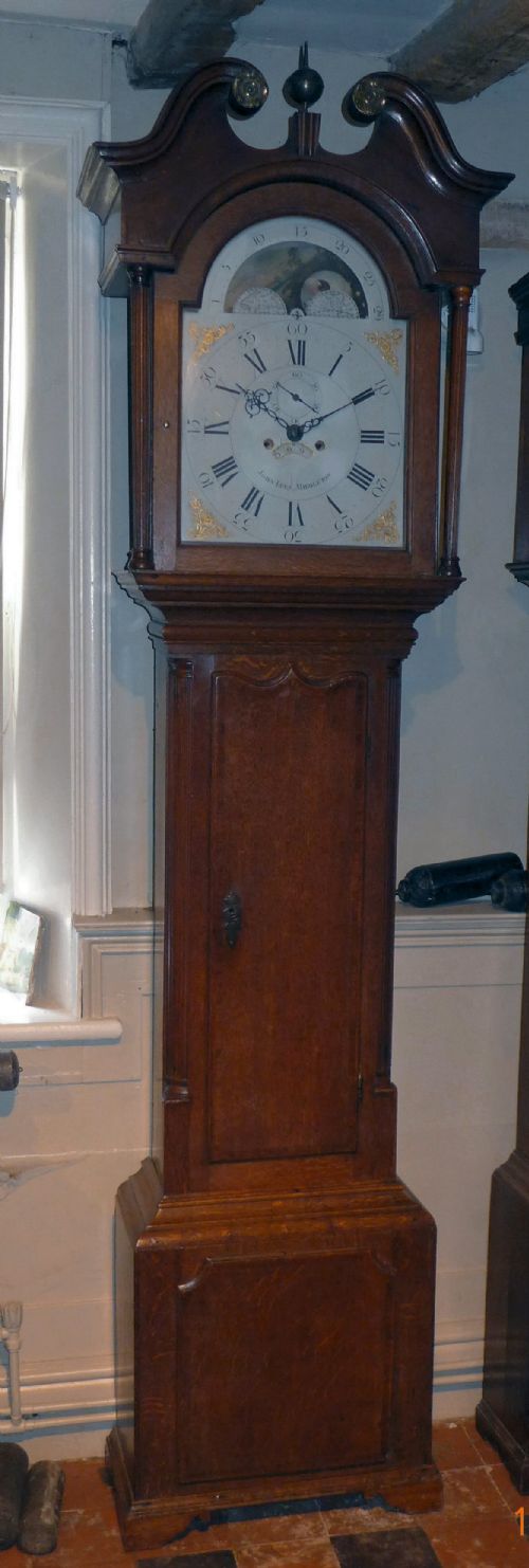 fig 1. C1800 Oak Longcase Clock with Moon Dial