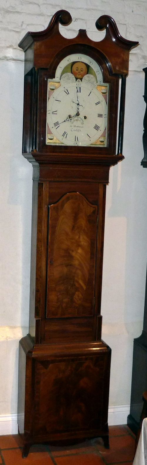 Late 18th Cent Mahogany Moon Dial Longcase Clock