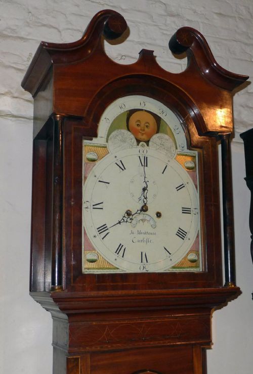 fig 1. Late 18th cent Mahogany Moon Dial Longcase Clock