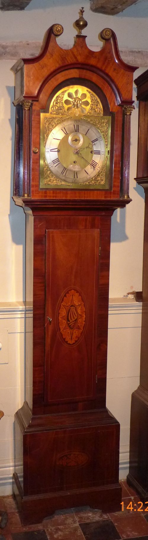 19th Cent Mahogany 3 Train Musical Longcase Clock