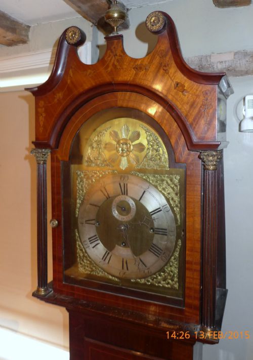 fig 1. 19th Cent Mahogany 3 Train Musical Longcase Clock
