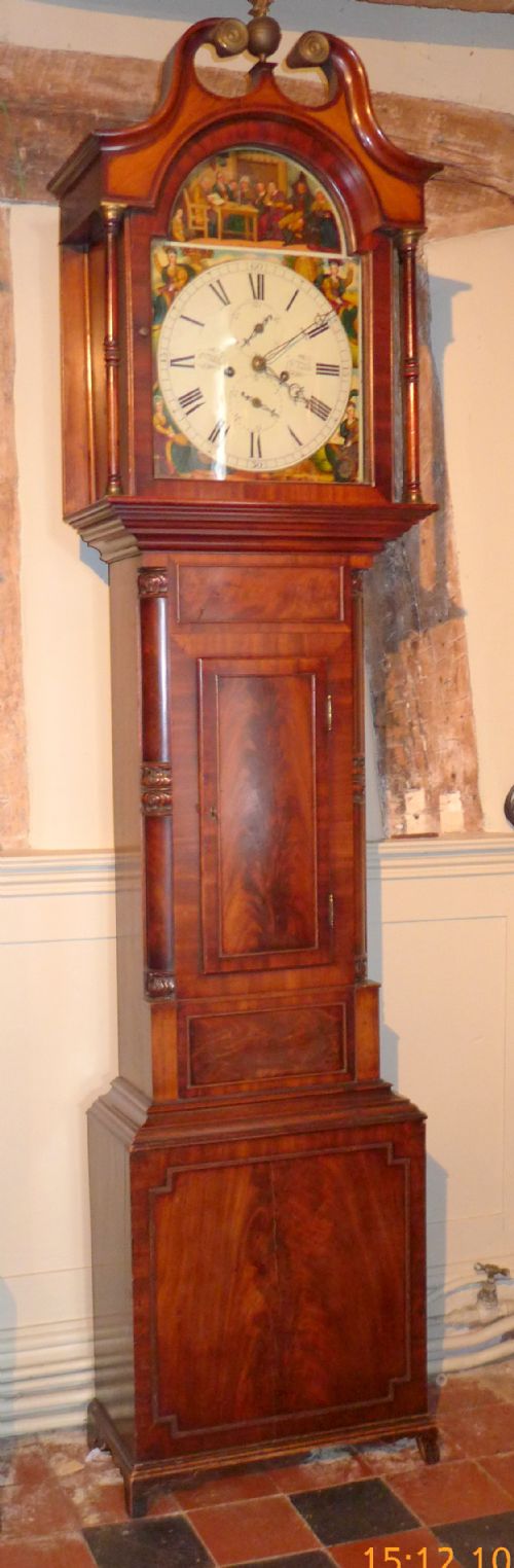 fig 1. Early 19th Cent Mahogany 8 Day Longcase Clock