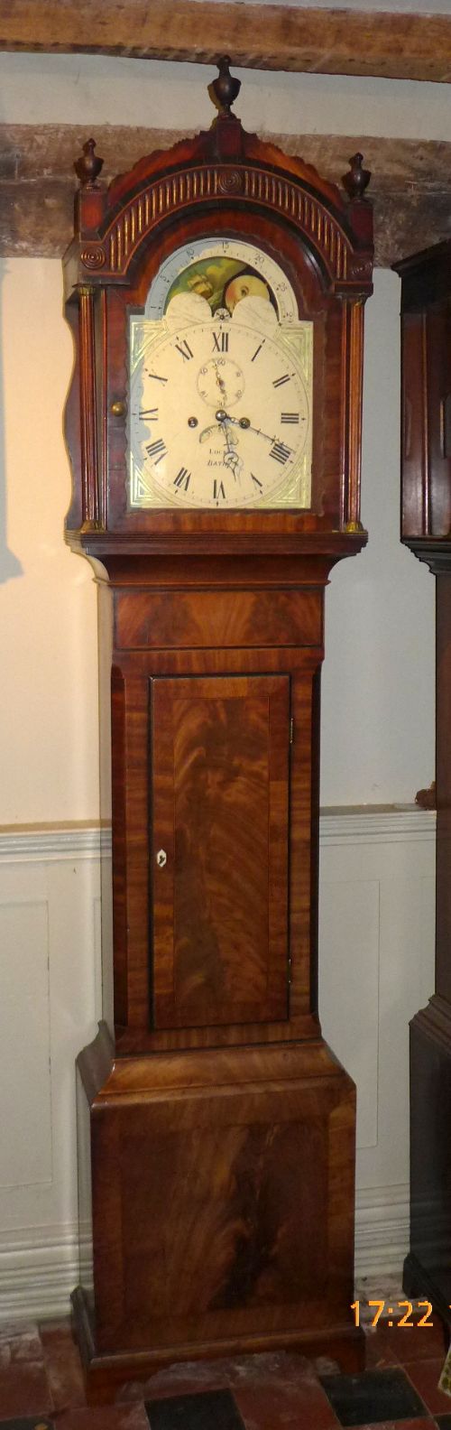 Early 19th Cent Mahogany Longcase Clock with Moon Dial