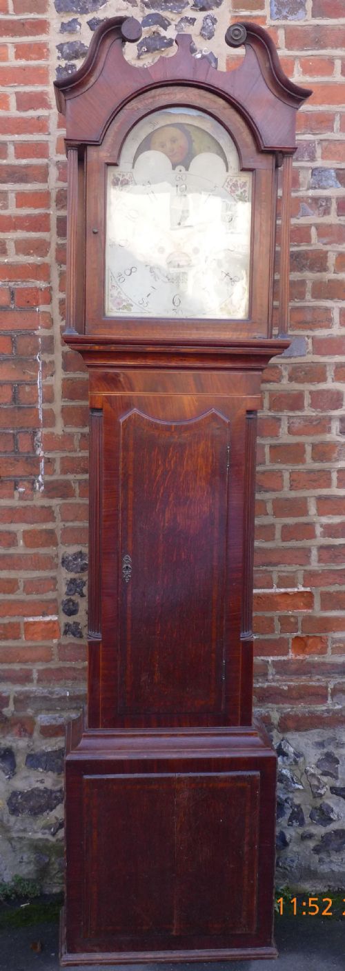 Georgian Oak & Mahogany Moon Dial Longcase Clock