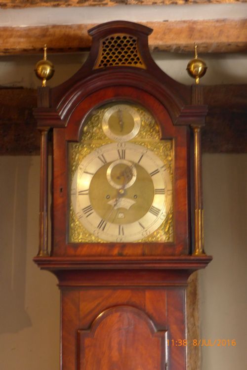 fig 1. Good 18th Cent Mahogany Long Case Clock