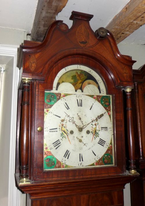 Geo III Mahogany Moon Dial Long Case Clock