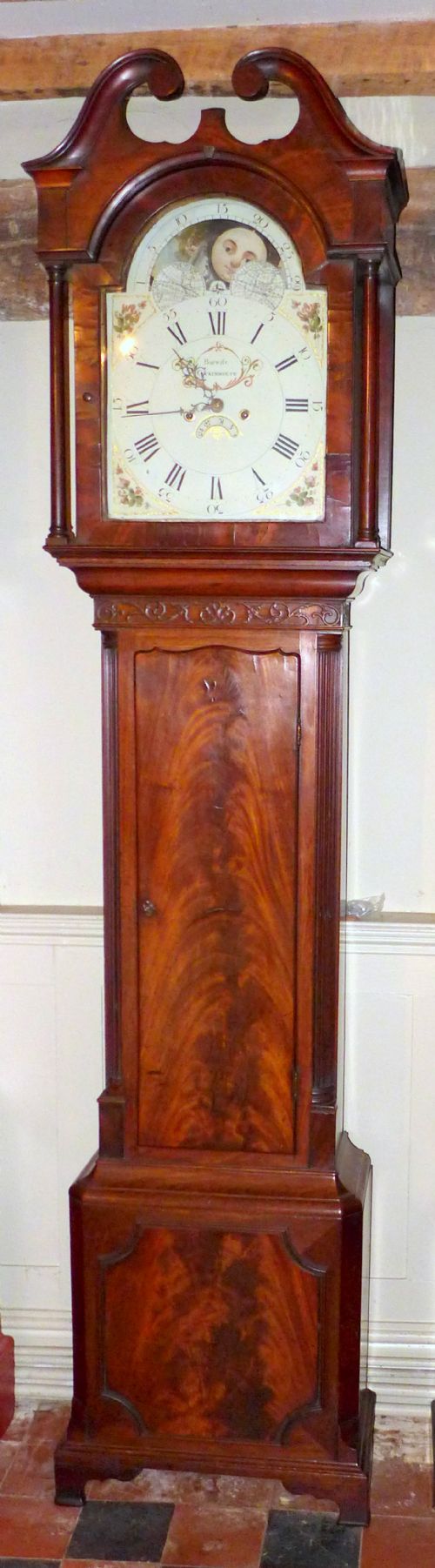 Geo III Mahogany Longcase Clock with Moon Dial