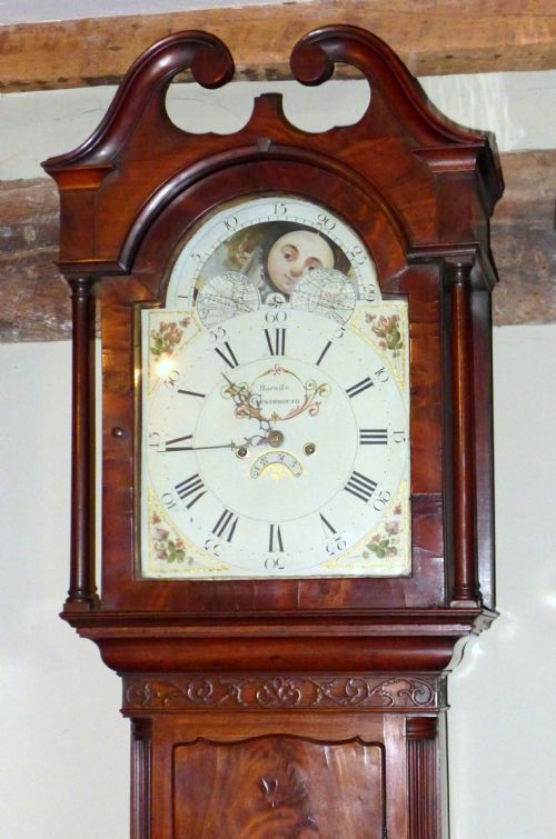 fig 1. Geo III Mahogany Longcase Clock with Moon Dial