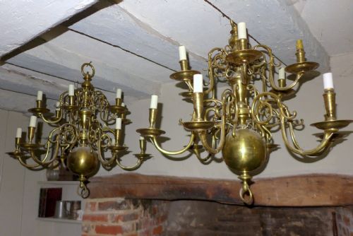 Pair 12 Branch 18th Cent Style Chandeliers