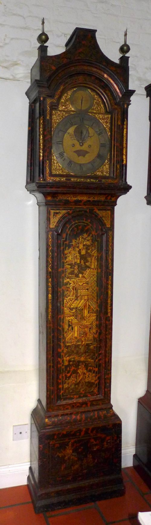 18th Cent Faux Tortoise Shell Lacquer Longcase Clock