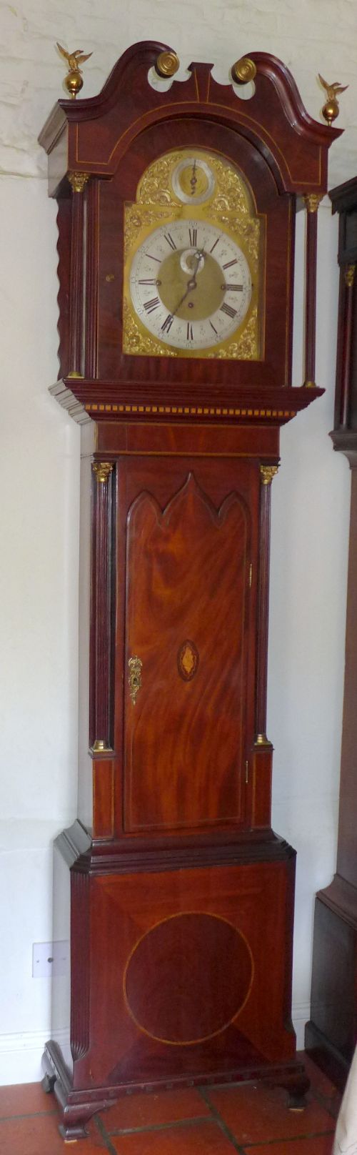 19th Cent Mahogany Musical 3 Train Longcase Clock