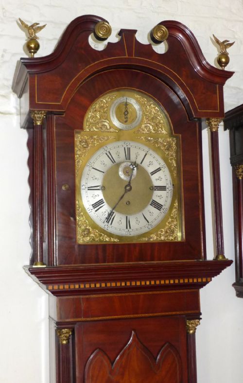 fig 1. 19th Cent Mahogany Musical 3 Train Longcase Clock