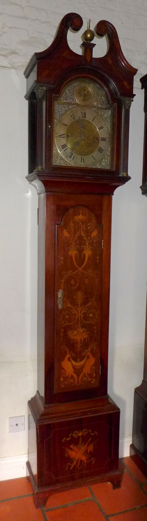 Antique Marquetry 3 Train Musical Longcase Clock