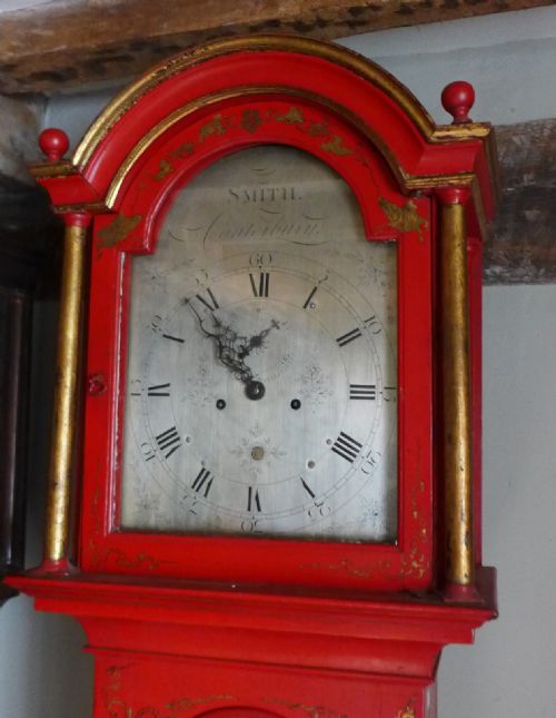 fig 1. Geo III Red Lacquer Longcase Clock