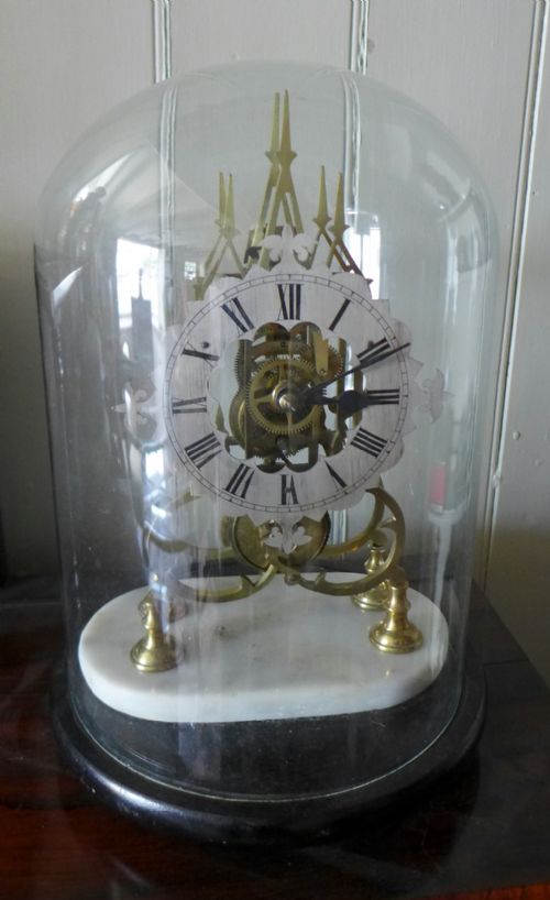 19th Cent Brass  Fusee Skeleton Clock