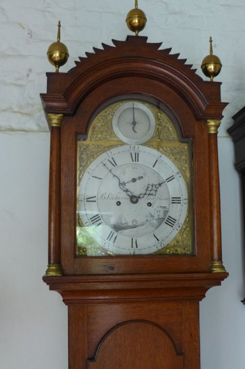 fig 1. 18th Cent Oak 8 Day Long case Grandfather Clock