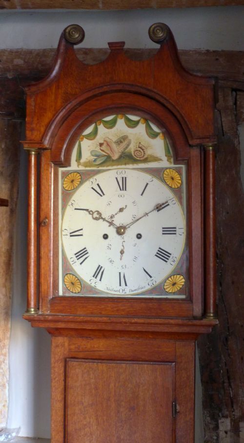 fig 1. Early 19th Cent Oak 8 Day Scottish Long case Grandfather Clock