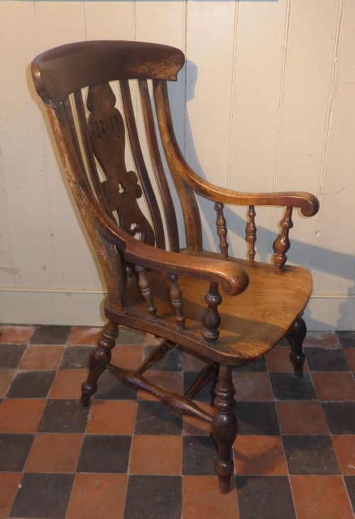 fig 1. Large 19th Century Thames Valley, Lath Back Windsor Chair
