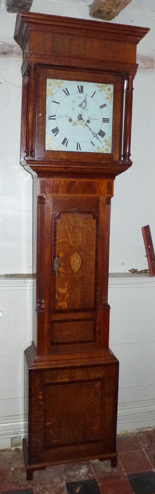 Late 18th Cent Oak & Mahogany Longcase Clock