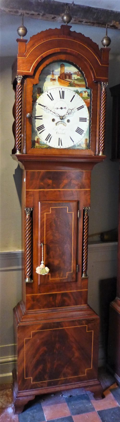 19th Cent Mahogany 8 Day Long Case / Grandfather Clock
