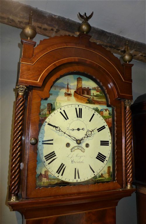 fig 1. 19th Cent Mahogany 8 Day Long case / Grandfather Clock