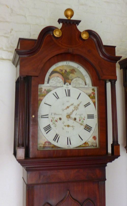fig 1. Geo III Mahogany Long case Grandfather Clock with Moon Phase Indicator