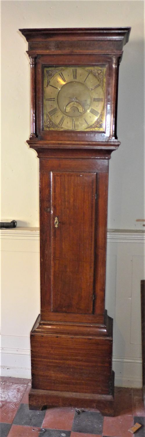 18th Cent Oak, Brass Dial Long Case / Grandfather Clock