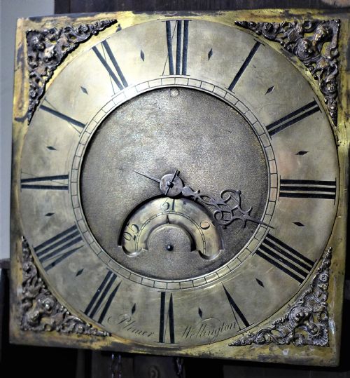 fig 1. 18th Cent Oak, Brass Dial Long case / Grandfather Clock