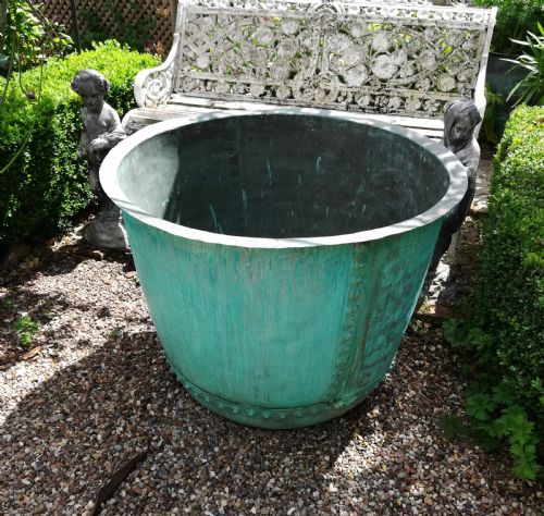 Large English Patinated Riveted Copper Planter