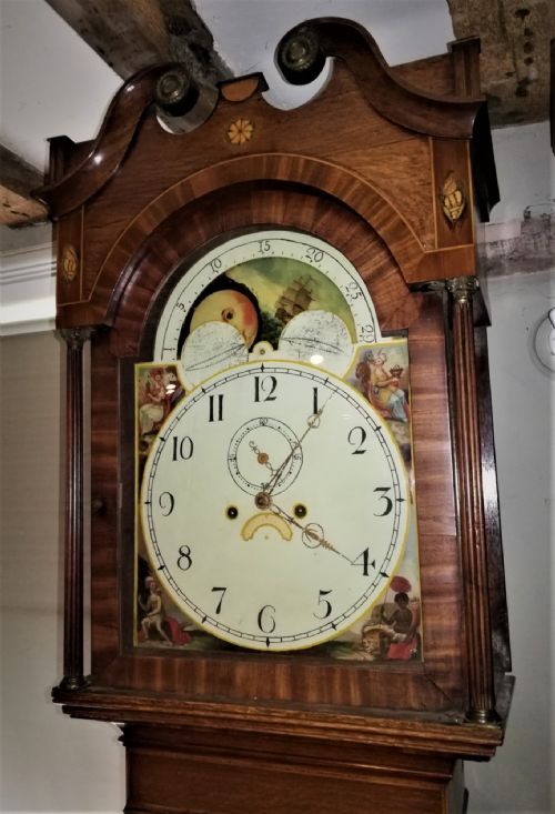 fig 1. Late 18th Cent Moon Dial Long Case / Grandfather Clock