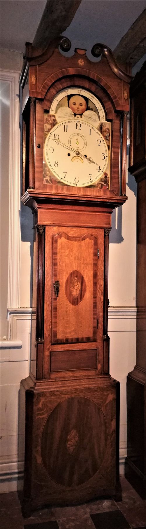 Late 18th Cent Moon Dial Long Case / Grandfather Clock