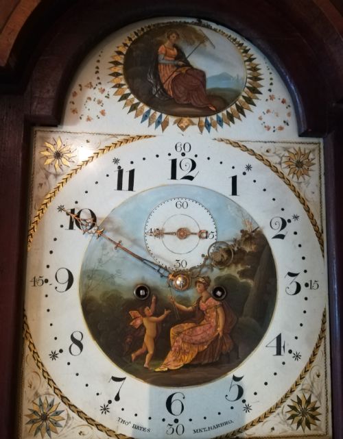 fig 1. Late 18th Cent Mahogany and Satinwood 8 Day Long Case / Grandfather Clock