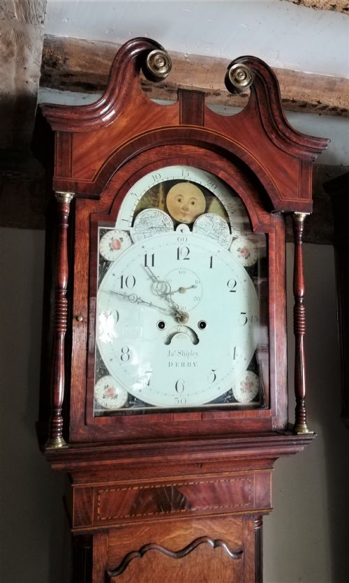 fig 1. Early 19th Cent 8 Day Moon Phase Long Case / Grandfather Clock