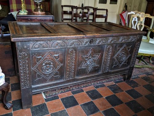 17th Cent Carved Oak Coffer