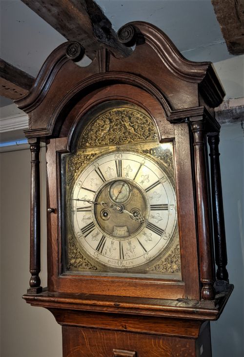 fig 1. 18th Cent Irish Oak Long Case Clock