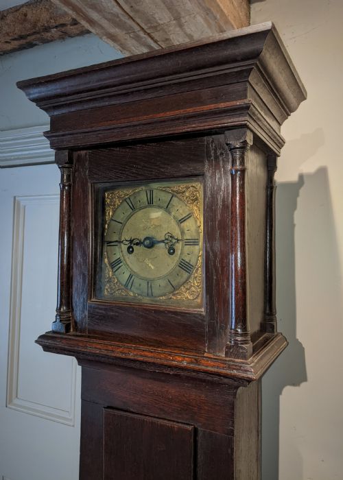fig 1. 18th Cent Oak Long Case Clock
