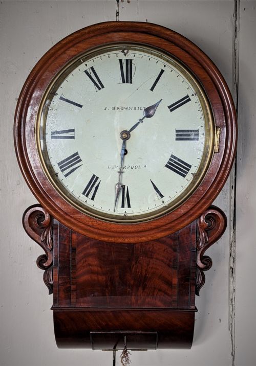 19th Cent Mahogany Fusee Wall Clock
