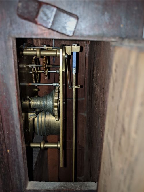 fig 1. 19th Cent Mahogany Fusee Wall Clock