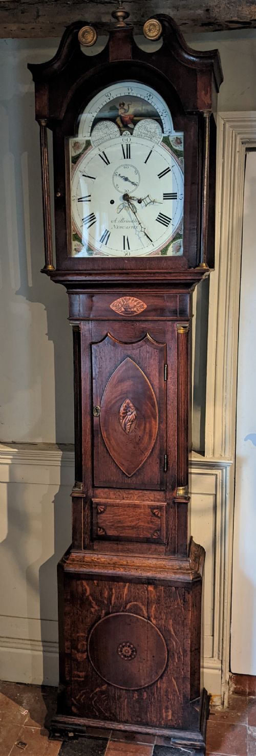 Late 18th Cent Moon Dial Long Case Longcase Grandfather Clock