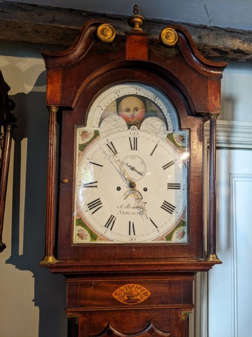 fig 1. Late 18th Cent Moon Dial Long Case Longcase Grandfather Clock
