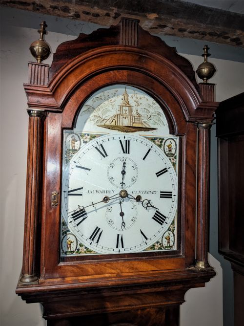 fig 1. Late 18th Cent 8 Day Mahogany Long Case Longcase Grandfather Clock