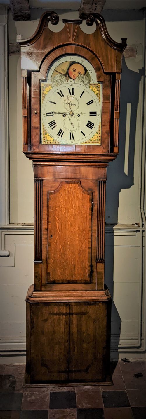 19th Cent Moon Dial Longcase Clock