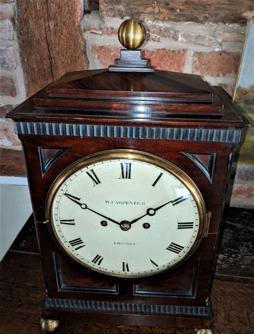 19TH CENT MAHOGANY FUSEE BRACKET CLOCK - ADDITIONAL PHOTO 4