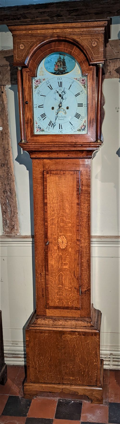 Late 18th Cent Rocking Ship Longcase Grandfather Clock